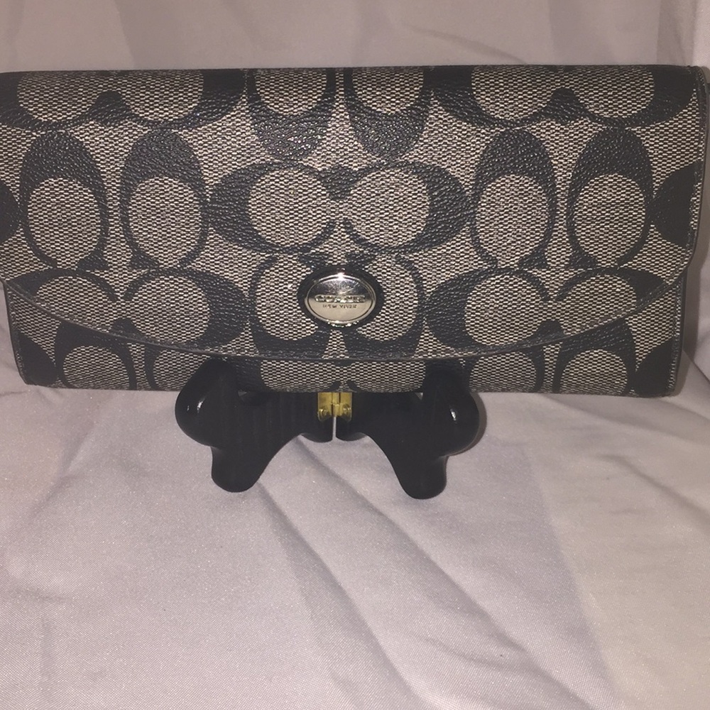 Black/Gray Coach Leather Wallet